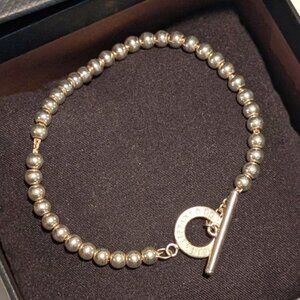 Tiffany & Co. Toggle Bead Bracelet 4mm Sterling Silver, Size Small 6.75